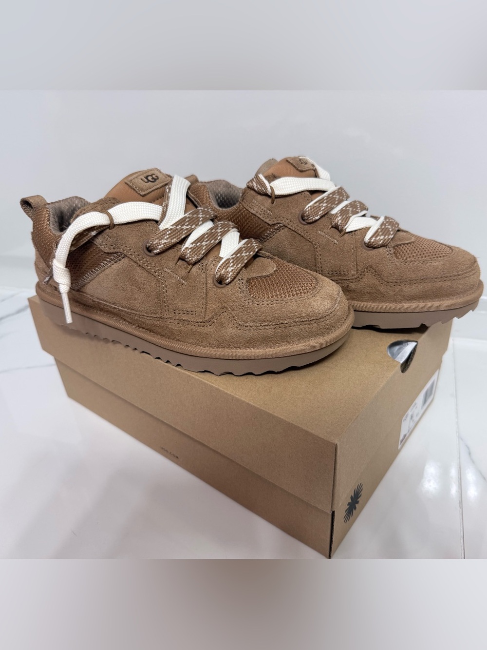 UGG Kids Tan Suede Lace-Up Sneakers